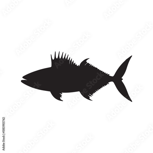 Mackerel fish silhouette vector on a white background
