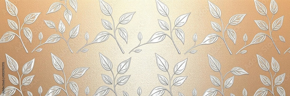 Fototapeta premium Seamless silver leaves wallpaper with elegant design for interior decoration, botanical, modern