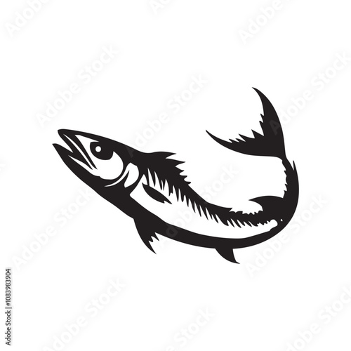 Mackerel fish silhouette vector on a white background
