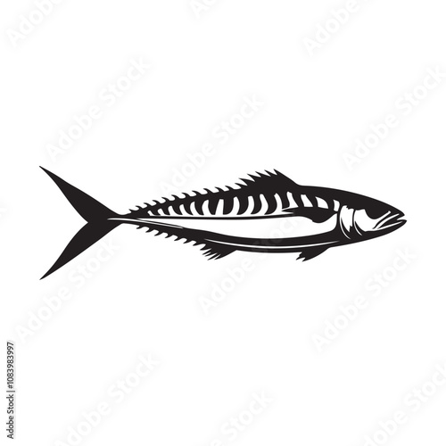 Mackerel fish silhouette vector on a white background