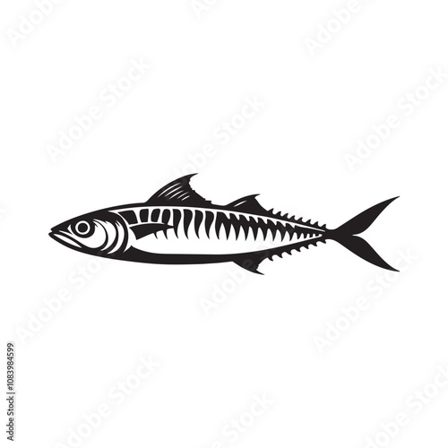 Mackerel fish silhouette vector on a white background