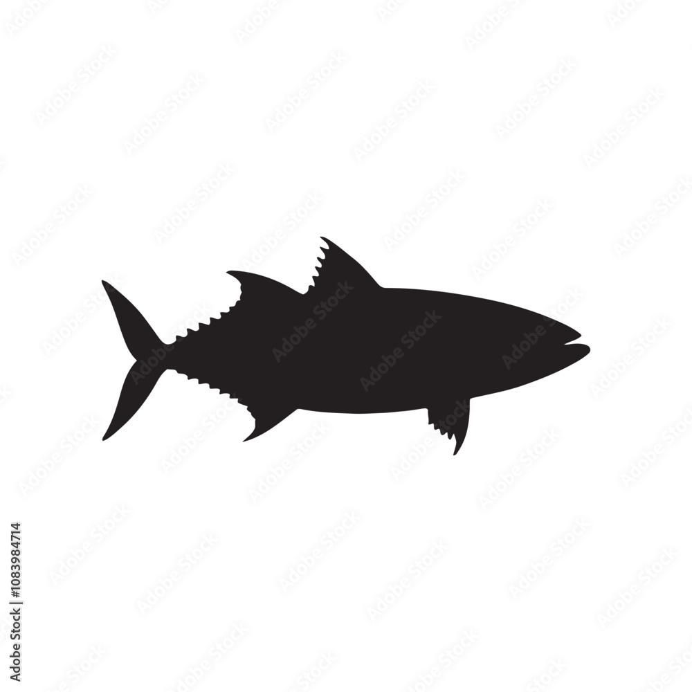 Obraz premium Mackerel fish silhouette vector on a white background