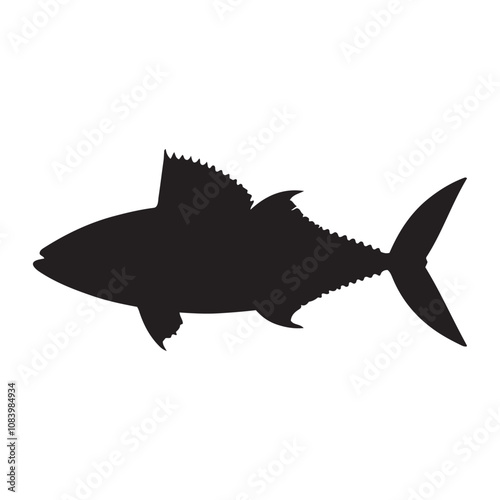Mackerel fish silhouette vector on a white background