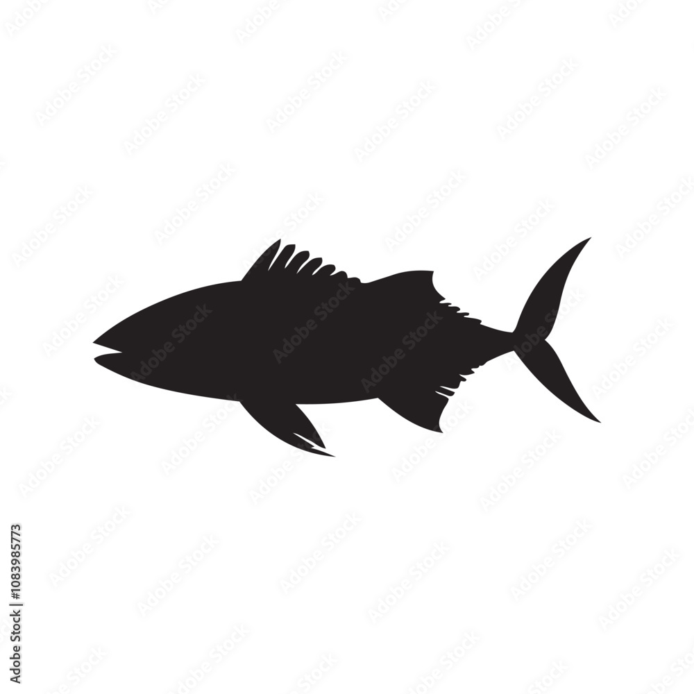 Obraz premium Mackerel fish silhouette vector on a white background