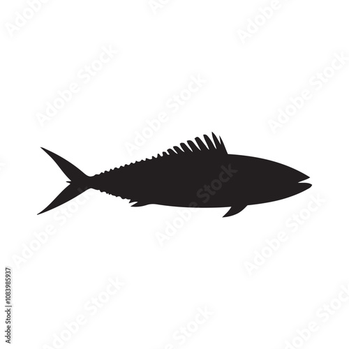 Mackerel fish silhouette vector on a white background