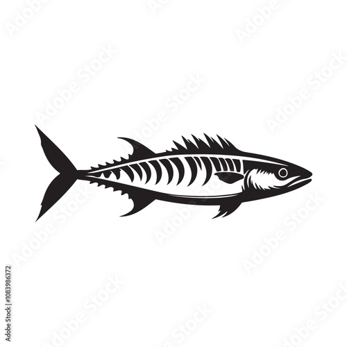 Mackerel fish silhouette vector on a white background