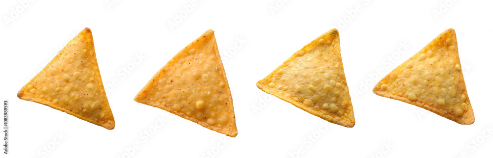 Fototapeta premium Crispy yellow tortilla chips snack isolated on white background