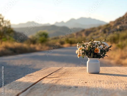 Convertible rental car on a winding road with scenic views photo