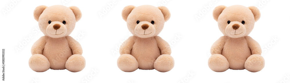 Fototapeta premium Friendly and Soft Plush Bears Perfect for Children's Room Decor and Gift Ideas, Ideal for Birthdays, Baby Showers, and Cozy Toy Collections