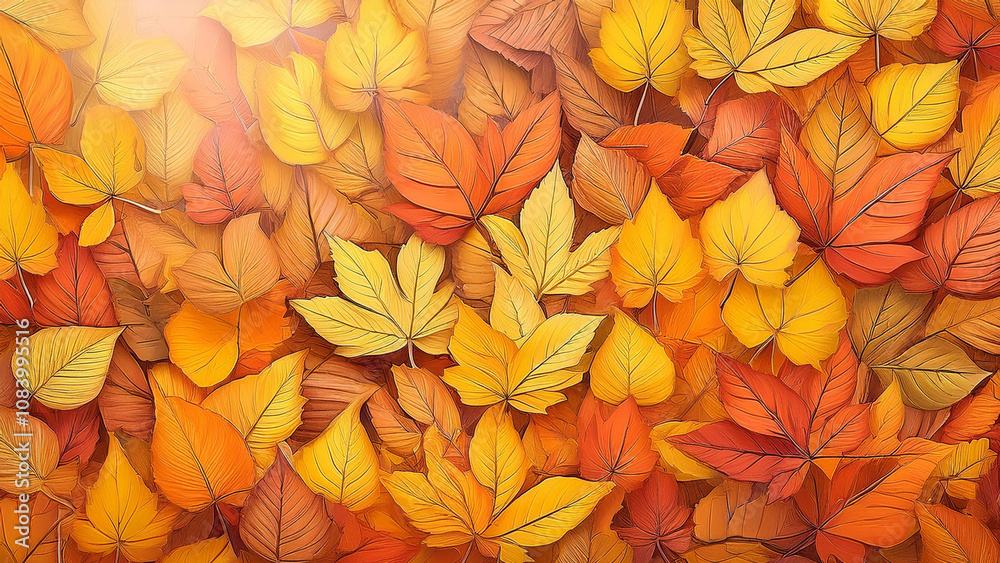 Fototapeta premium Autumn leaves lying on the floor