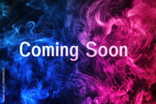 Coming Soon Announcement with Colorful Smoke Background photo