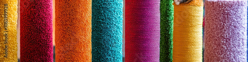 Scratchin' Post Paradise: A display of colorful scratching posts for cats. photo