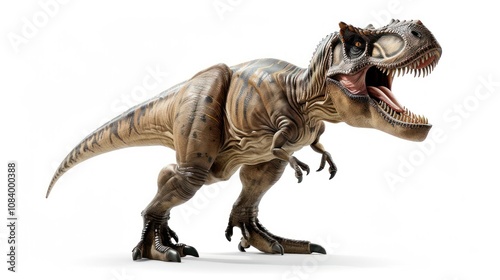 Fototapeta Naklejka Na Ścianę i Meble -  Tyrannosaurus rex, cartoon illustration of the dinosaur isolated on white background