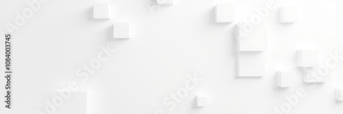 Wallpaper Mural Abstract geometric pattern of randomly shifted white cube boxes creating a block background wallpaper banner with copy space, wallpaper, shifted Torontodigital.ca