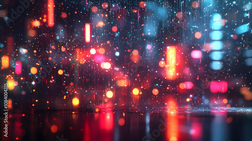 Rainy Night City Lights Abstract Background