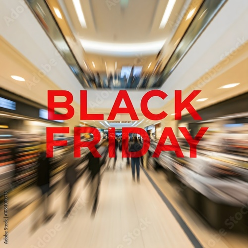 verschwommenes bild von einem kaufhaus während des black friday verkaufs photo