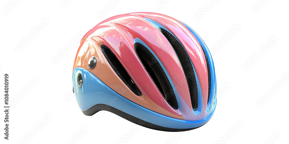 Fototapeta premium Gradient Bicycle Helmet Isolated on Transparent Background
