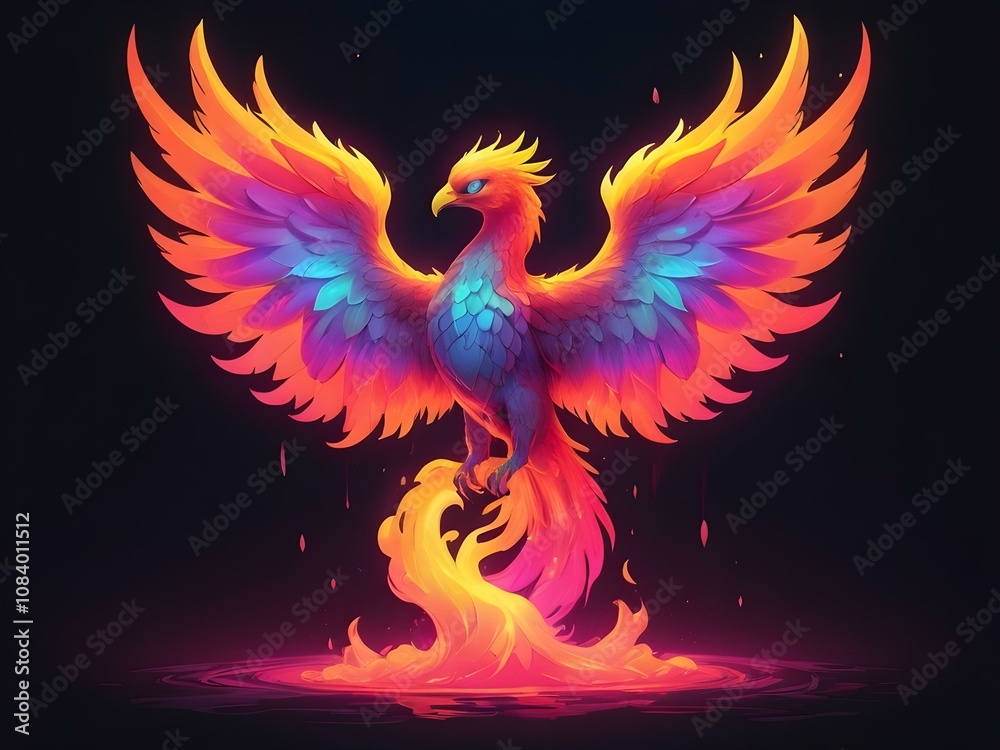 Obraz premium phoenix-shaped flame on black background