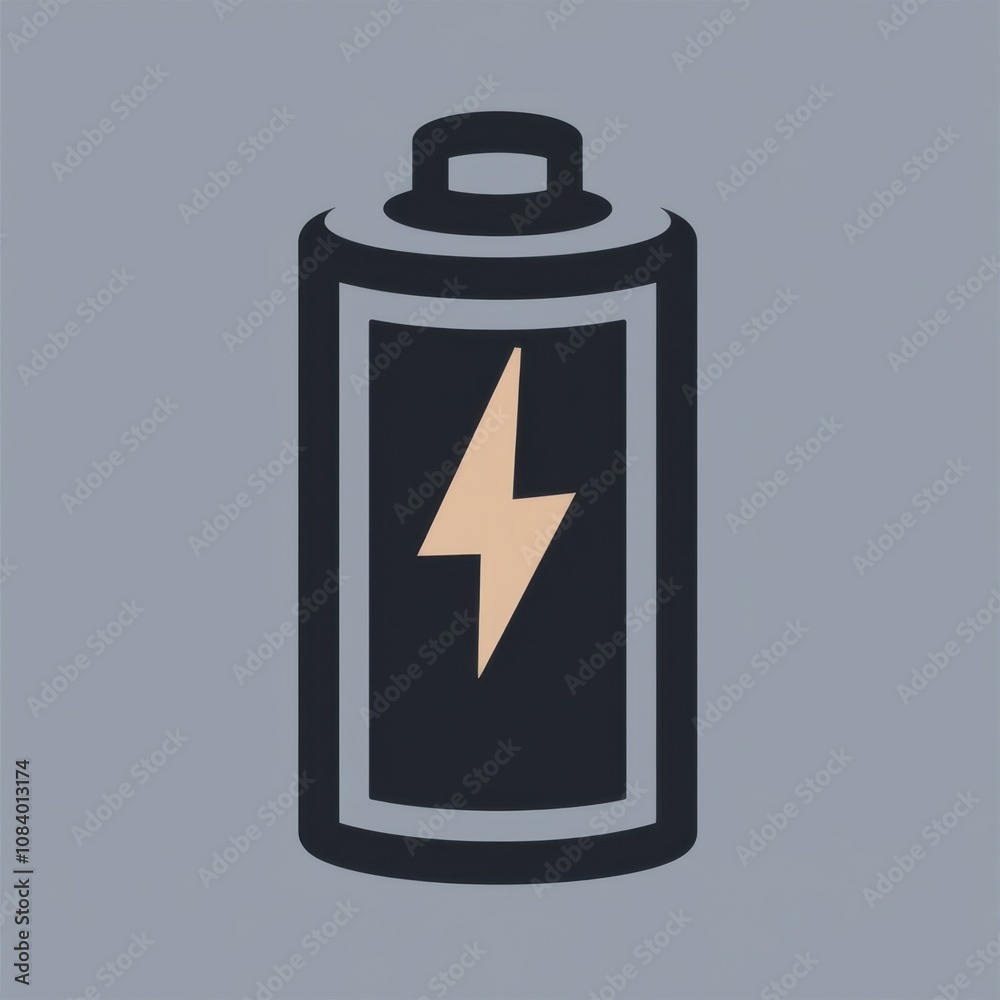 Obraz premium Battery Icon with Lightning Bolt