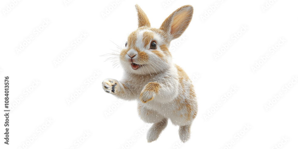 Fototapeta premium Hopping Rabbit Isolated on Transparent Background