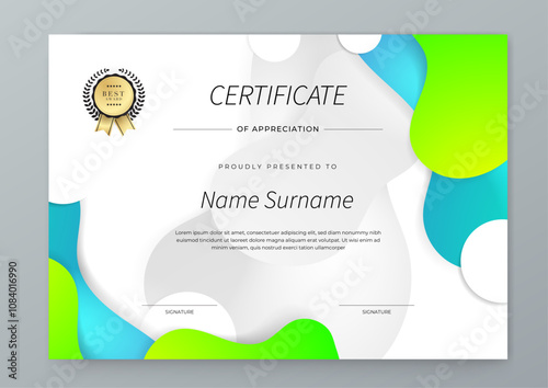 Modern Certificate Template with Colorful Abstract Design Illustration