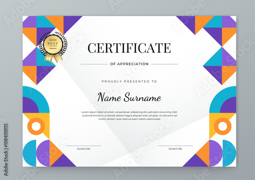 Modern Certificate Template with Geometric and Awards