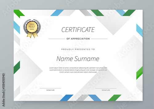 Colorful Certificate Template with Geometric Design Elements