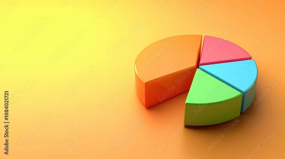 Obraz premium 3D Pie Chart, a colorful data visualization icon, represents business growth and market trends