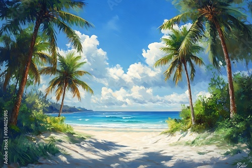 Palm Tree Framed Tropical Beach Escape