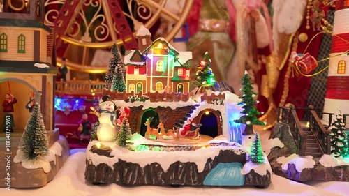 Christmas market stall with variety types of Christmas decoration displayed for sale