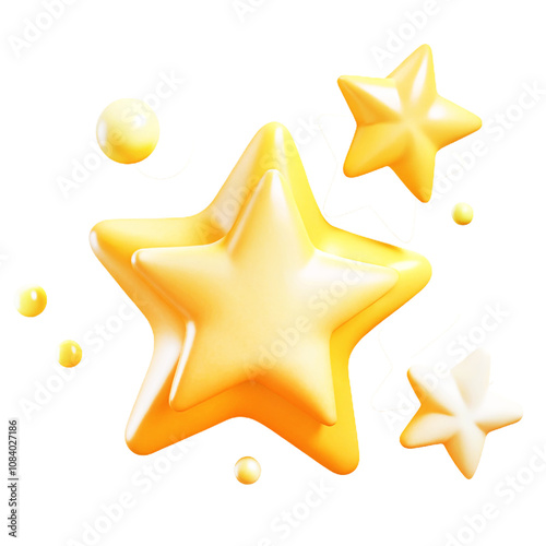  flying  stars with sparks 3d  cartoon style illustration