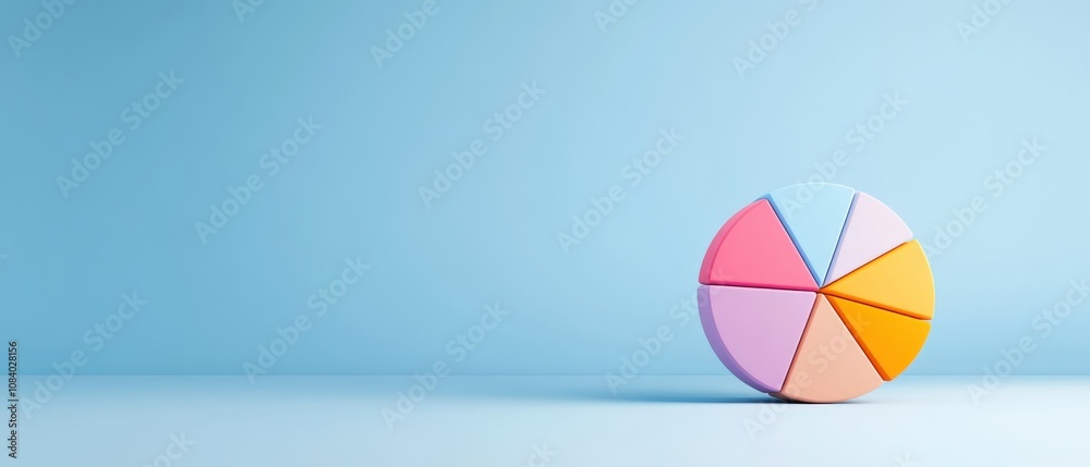 Fototapeta premium colorful pie chart on a blue background for data visualization