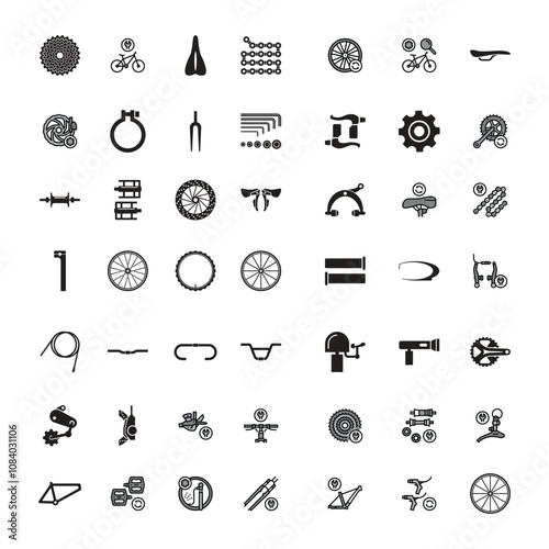 Multiple Bicycle parts icon design. All parts of bicycle icon