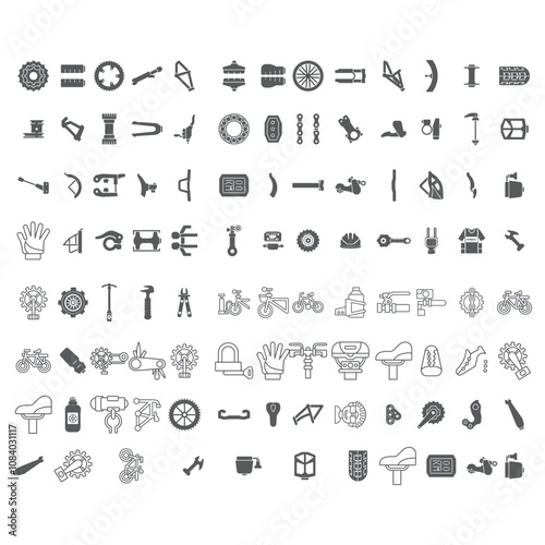 Multiple Bicycle parts icon design. All parts of bicycle icon photo