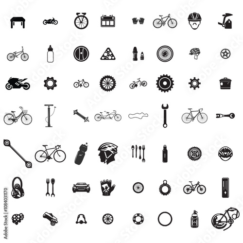 Multiple Bicycle parts icon design. All parts of bicycle icon