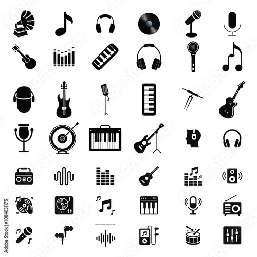 Multiple music icon design. All parts of music icon