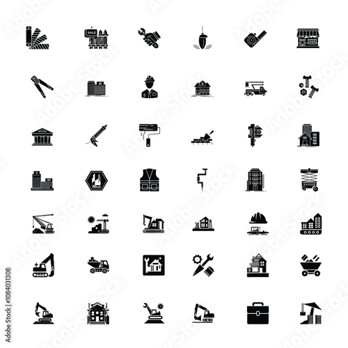 Multiple Construction icon design. All parts of Construction icon