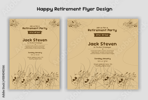 Happy retirement party invitation flyer design 