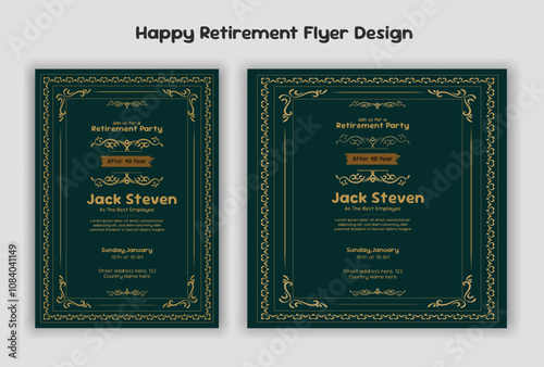 Happy retirement party invitation flyer design 