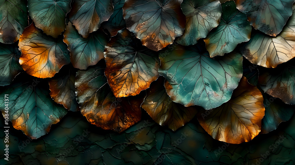 Obraz premium Abstract Botanical Leaf Pattern in Rich Colors