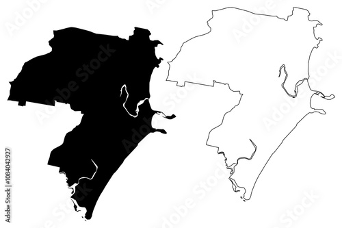 Coffs Harbour City, New South Wales (Commonwealth of Australia, Australia city) map vector illustration, scribble sketch City of Coffs Harbour map