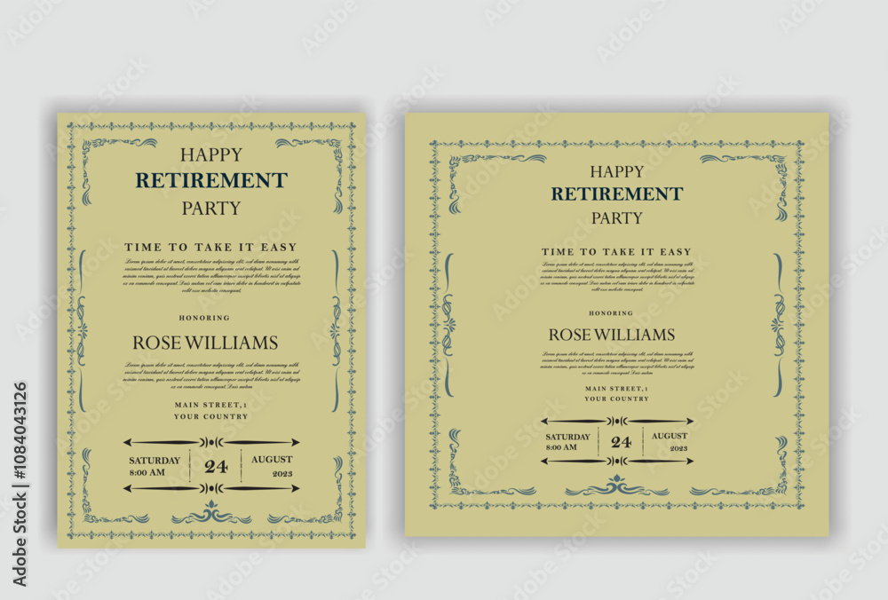 Fototapeta premium Happy retirement party invitation flyer design 