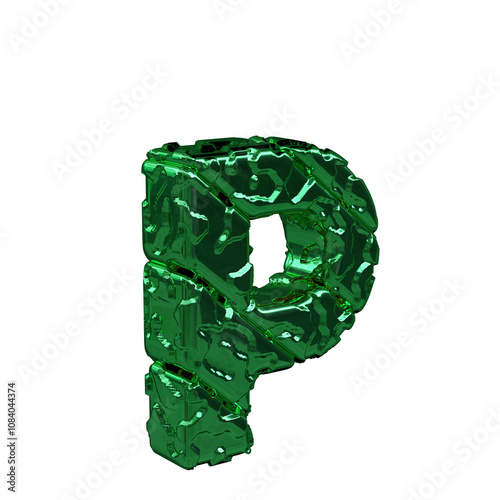 Unpolished green symbol turned to the right. letter
