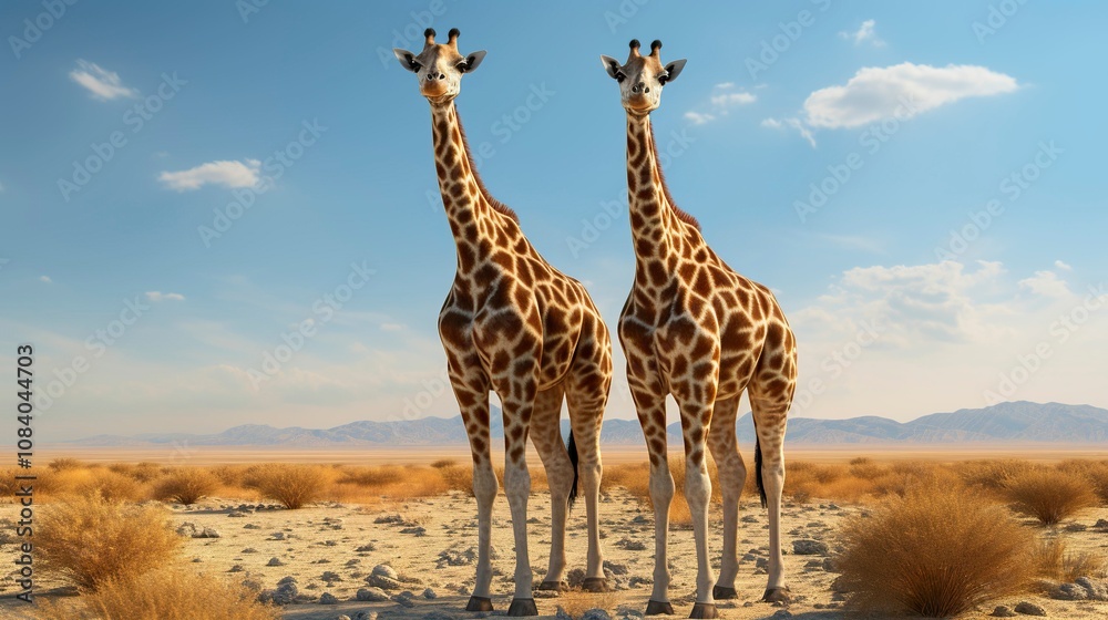 Obraz premium A photo of a pair of giraffes