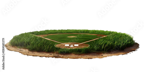 Baseball diamond, with bases and pitcher's mound, isolated on transparent background PNG photo