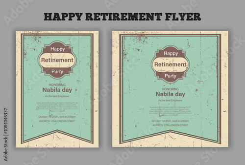 Happy retirement party invitation flyer design 