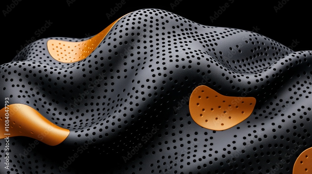 Obraz premium Abstract Black and Orange Perforated Surface Texture