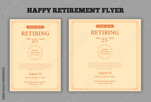 Happy retirement party invitation flyer design 