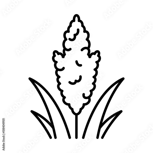 Sorghum, line icon. Linear illustration of cereals plant. Bread, nutrition, gluten, carbs or agriculture. Editable stroke, thin line, simplicity style.