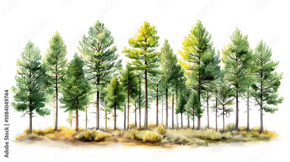 Fototapeta premium Tall Pine Trees in Gradient Design